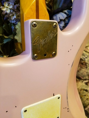 Fender Stratocaster Shell Pink Relic Neck Plate Guitarwacky.com