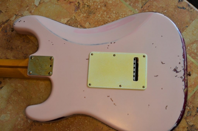 Fender Stratocaster Shell Pink Relic Back Cover Guitarwacky.com