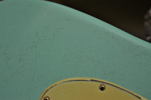 Fender Stratocaster Relic Finish Checking Surf Green Guitarwacky.com