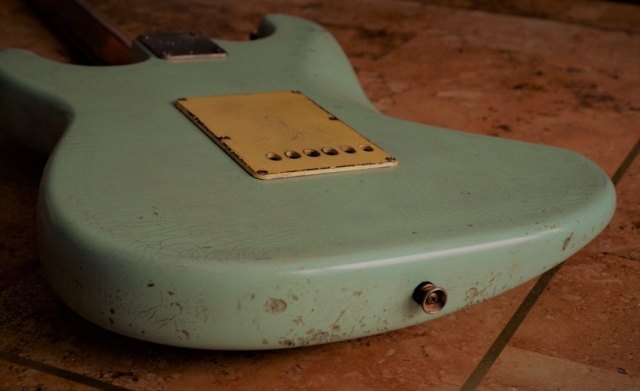 Fender Stratocaster Relic Back Cover Surf Green Guitarwacky.com