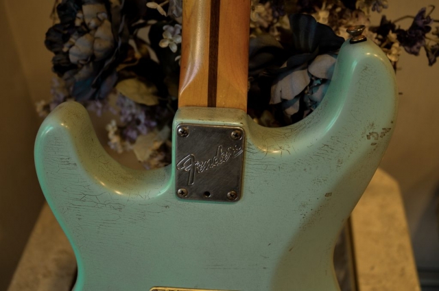 Fender Strat Relic Surf Green Finish Checking Guitarwacky.com