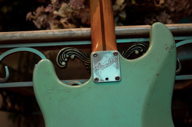 Fender Strat Relic Surf Green Neck Plate Guitarwacky.com