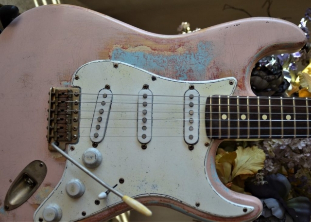 Fender Stratocaster Relic Daphne Blue on Shell Pink Guitarwacky.com