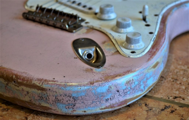 Fender Stratocaster Relic Daphne Blue on Shell Pink Guitarwacky.com