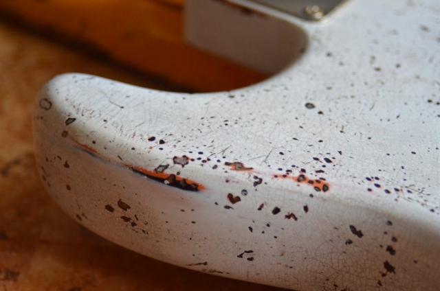 Custom Shop Fender Stratocaster Relic Aged White over Coral Guitarwacky.com