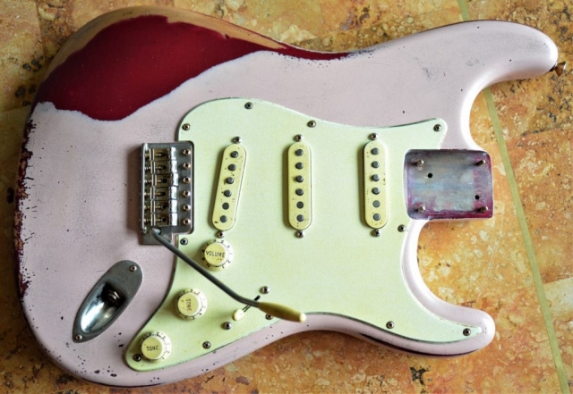 Fender Stratocaster Relic Loaded Body Shell Pink Guitarwacky.com