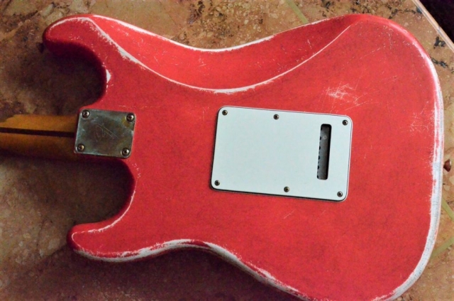 Rear Plate Fender Stratocaster Relic Fiesta Red Guitarwacky.com