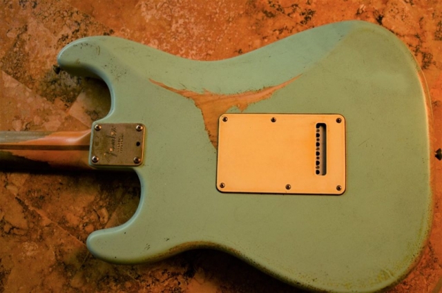 Rear Back Cover Fender Stratocaster Relic Surf Green Guitarwacky.com