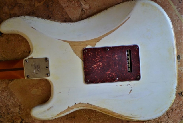 Fender Stratocaster White Relic Tortise Shell Rear Cover Guitarwacky.com