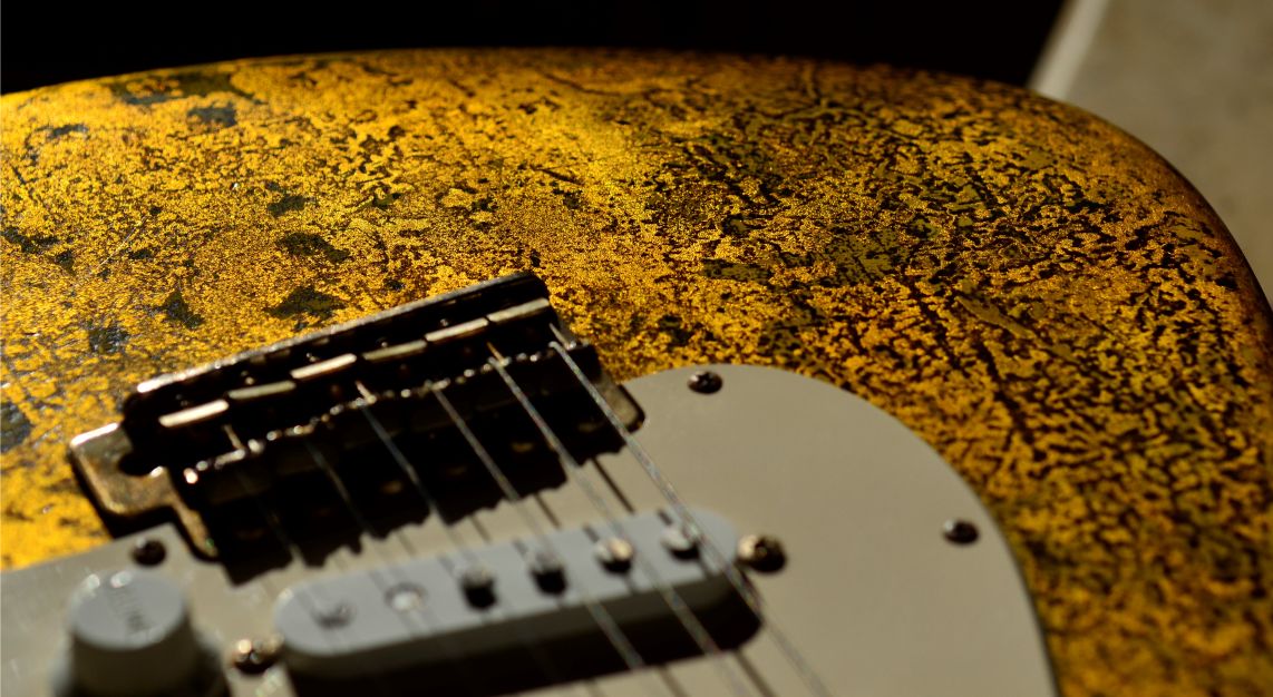Aged Bridge Saddles Fender Stratocaster Custom Gold Leaf
