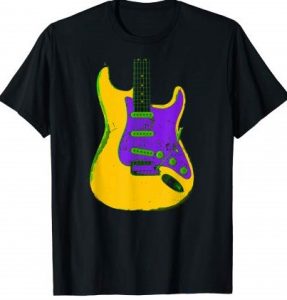 Colorful Distressed American Electric Guitar Art T-Shirt