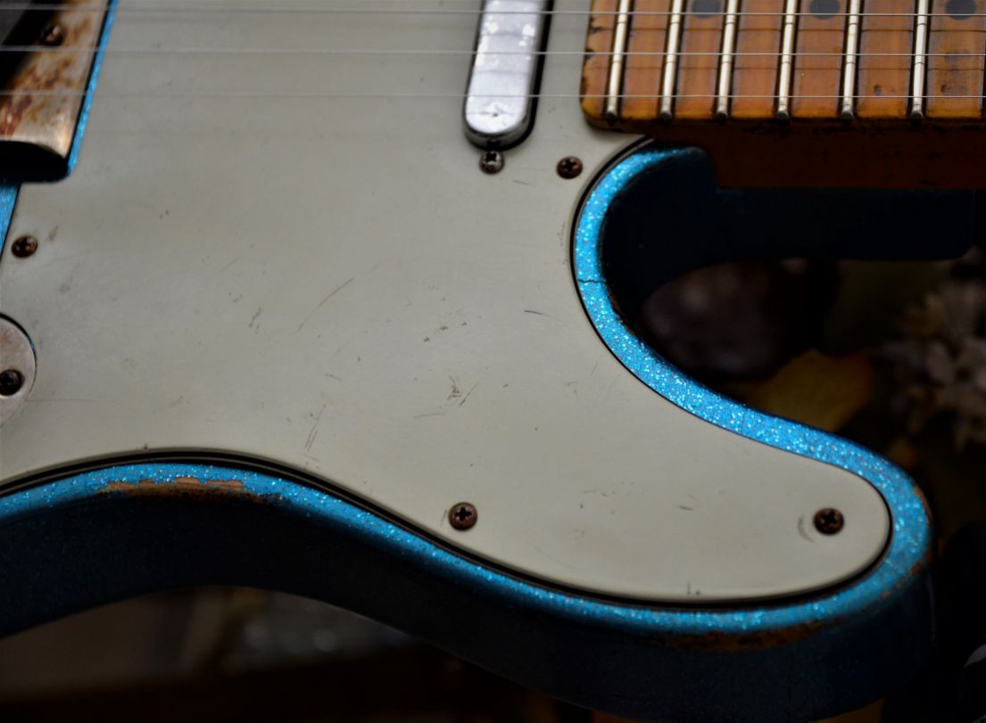 Blue Metal Flake Guitar Tele